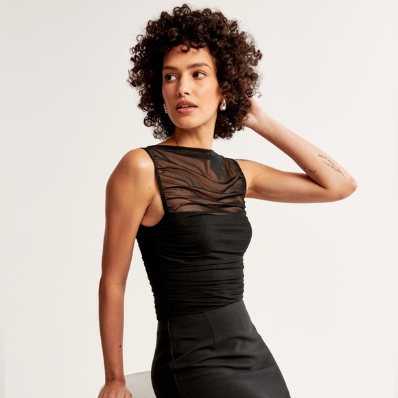 Abercrombie Mesh Draped Slash Top - Picture 2 of 5